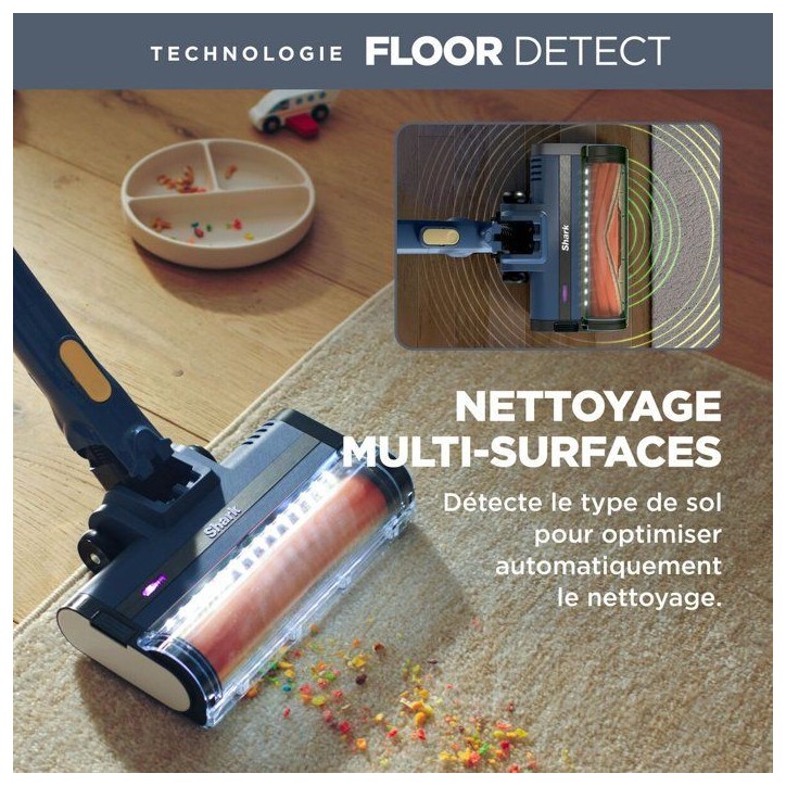 Aspirateur balai sans fil - SHARK IY143HEU - FloorDetect - Jusqu'a 40 min d'autonomie - Anti-emmelement - Filtre HEPA Aspirateur balai sans fil - SHARK IY143HEU - FloorDetect - Jusqu'a 40 min d'autonomie - Anti-emmelement - Filtre HEPA