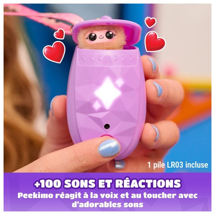 Peekimo Violet - SPINMASTER - Animal interactif et accessoire a porter - Plus de 100 sons & réactions - A Partir De 5 Ans Peekimo Violet - SPINMASTER - Animal interactif et accessoire a porter - Plus de 100 sons & réactions - A Partir De 5 Ans