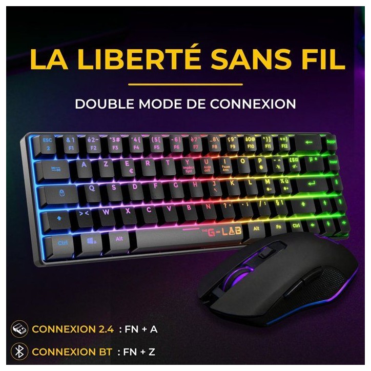 Pack Gamer 2-en-1 sans fil - THE G-LAB - COMBO HYDRO - Clavier membrane réactive et silencieuse + Souris - Noir Pack Gamer 2-en-1 sans fil - THE G-LAB - COMBO HYDRO - Clavier membrane réactive et silencieuse + Souris - Noir
