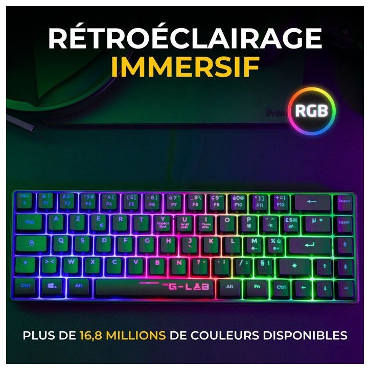 Pack Gamer 2-en-1 sans fil - THE G-LAB - COMBO HYDRO - Clavier membrane réactive et silencieuse + Souris - Noir Pack Gamer 2-en-1 sans fil - THE G-LAB - COMBO HYDRO - Clavier membrane réactive et silencieuse + Souris - Noir