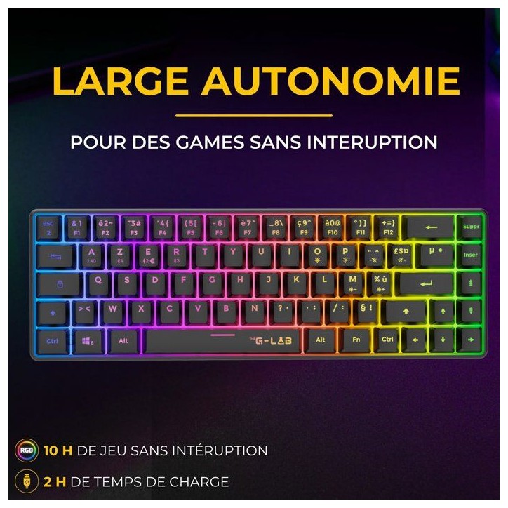 Pack Gamer 2-en-1 sans fil - THE G-LAB - COMBO HYDRO - Clavier membrane réactive et silencieuse + Souris - Noir Pack Gamer 2-en-1 sans fil - THE G-LAB - COMBO HYDRO - Clavier membrane réactive et silencieuse + Souris - Noir