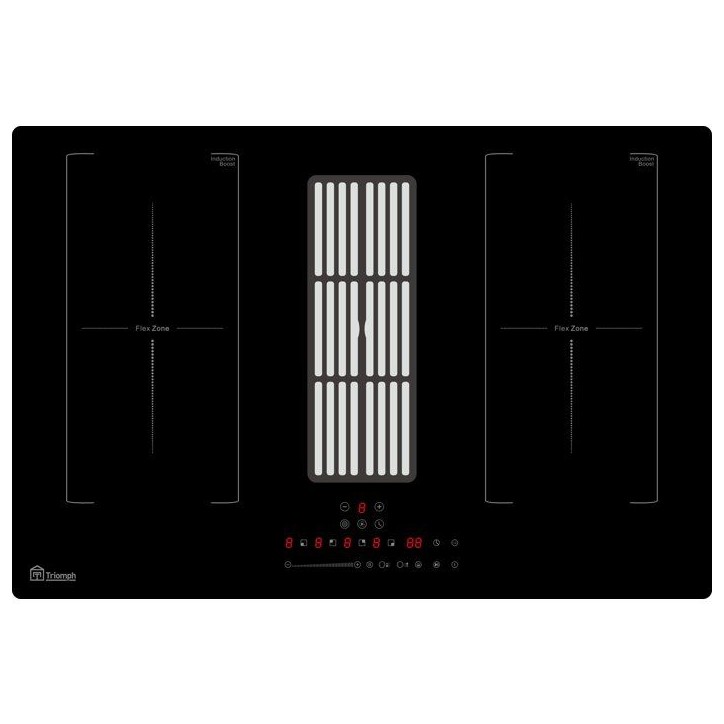Plaque induction avec hotte intégrée - TRIOMPH - TRCPIDA8000B - 4 foyers - 80 cm - 7000 W Plaque induction avec hotte intégrée - TRIOMPH - TRCPIDA8000B - 4 foyers - 80 cm - 7000 W