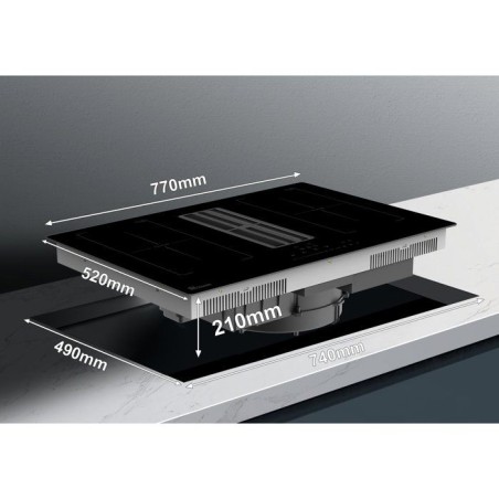 Plaque induction avec hotte intégrée - TRIOMPH - TRCPIDA8000B - 4 foyers - 80 cm - 7000 W