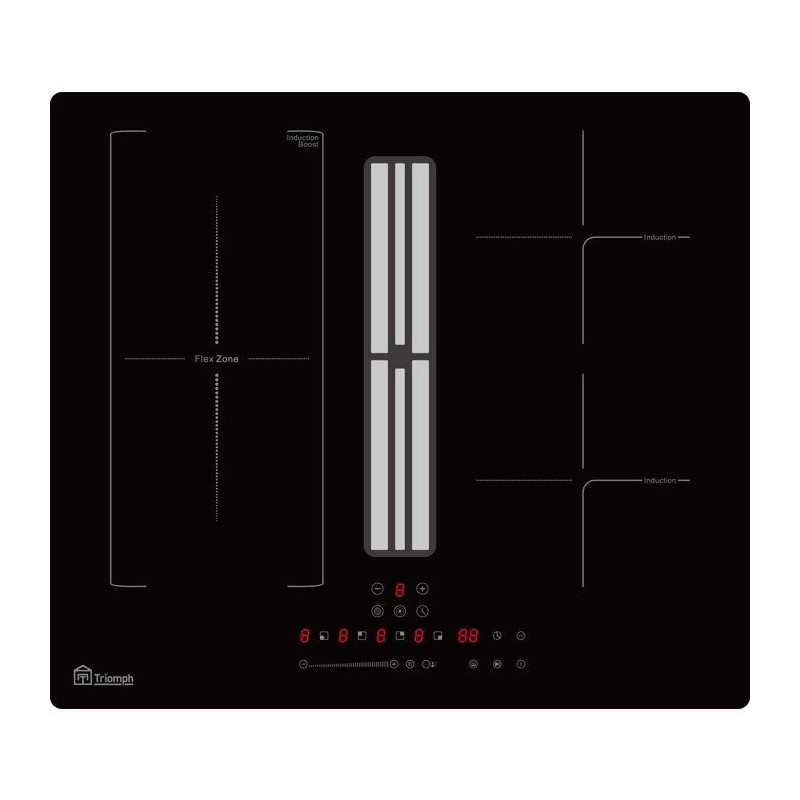 Plaque induction avec hotte intégrée - TRIOMPH - TRCPIDA6000B - 4 fo