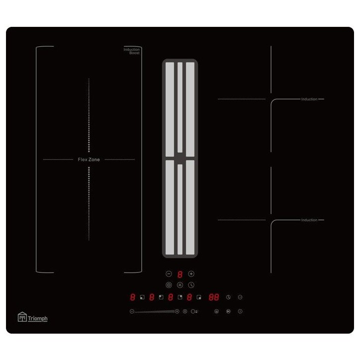 Plaque induction avec hotte intégrée - TRIOMPH - TRCPIDA6000B - 4 foyers - 60 cm - 7000 W Plaque induction avec hotte intégrée - TRIOMPH - TRCPIDA6000B - 4 foyers - 60 cm - 7000 W