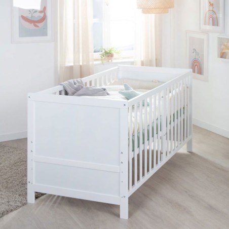 Lit bébé évolutif - 70 x 140 cm - EASY SLEEP - Blanc laqué