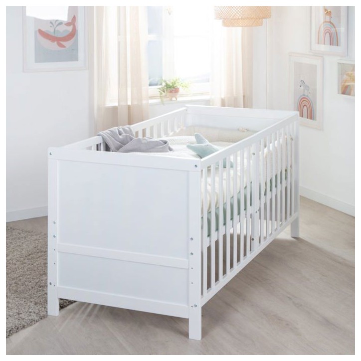 Lit bébé évolutif - 70 x 140 cm - EASY SLEEP - Blanc laqué