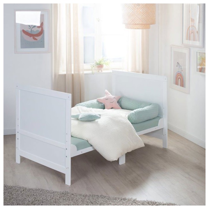 Lit bébé évolutif - 70 x 140 cm - EASY SLEEP - Blanc laqué