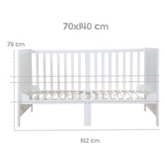 Lit bébé évolutif - 70 x 140 cm - EASY SLEEP - Blanc laqué