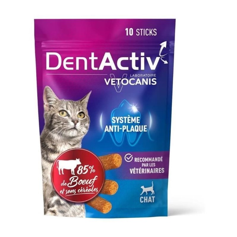 DentActiv - 10 Bâtonnets - VETOCANIS - Hygiène Bucco-Dentaire au Bœ