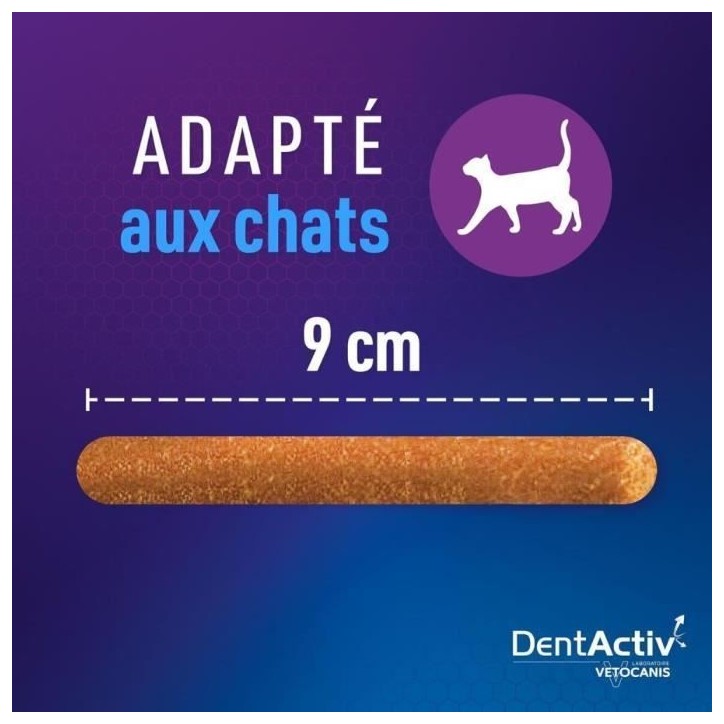 DentActiv - 10 Bâtonnets - VETOCANIS - Hygiène Bucco-Dentaire au Bœuf pour Chat