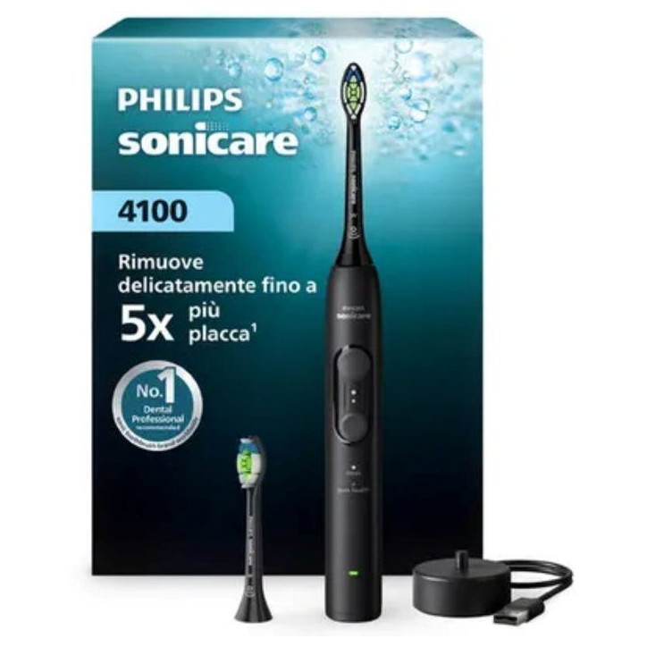 Brosse à dents électrique sonique - PHILIPS - HX4042/52 - Série 4100 - noire - rechargeable Brosse à dents électrique sonique - PHILIPS - HX4042/52 - Série 4100 - noire - rechargeable