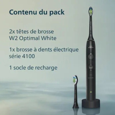 Brosse à dents électrique sonique - PHILIPS - HX4042/52 - Série 4100 - noire - rechargeable