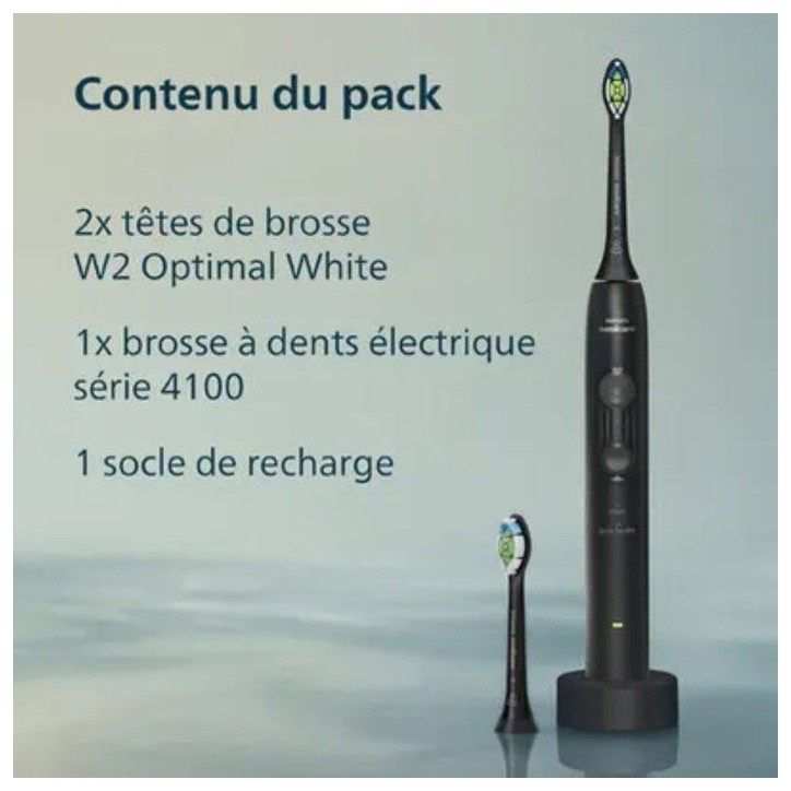 Brosse à dents électrique sonique - PHILIPS - HX4042/52 - Série 4100 - noire - rechargeable Brosse à dents électrique sonique - PHILIPS - HX4042/52 - Série 4100 - noire - rechargeable