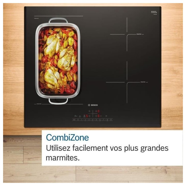 Table induction grande largeur BOSCH - 5 foyers - L80 x P52 cm - PVW831HC1E Table induction grande largeur BOSCH - 5 foyers - L80 x P52 cm - PVW831HC1E