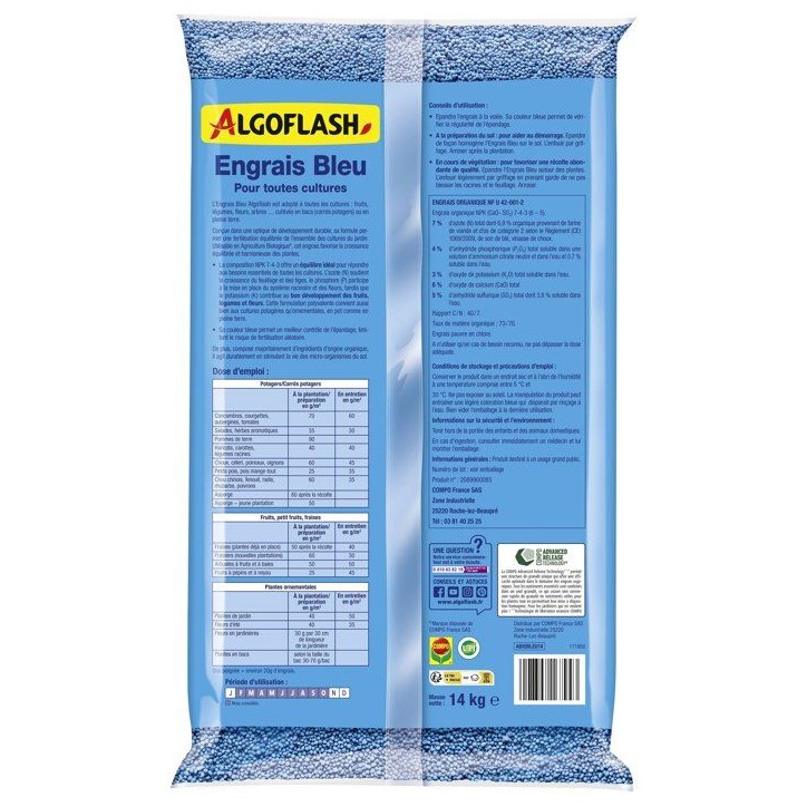 Engrais - ALGOFLASH - Bleu universel - 14 kg - UAB