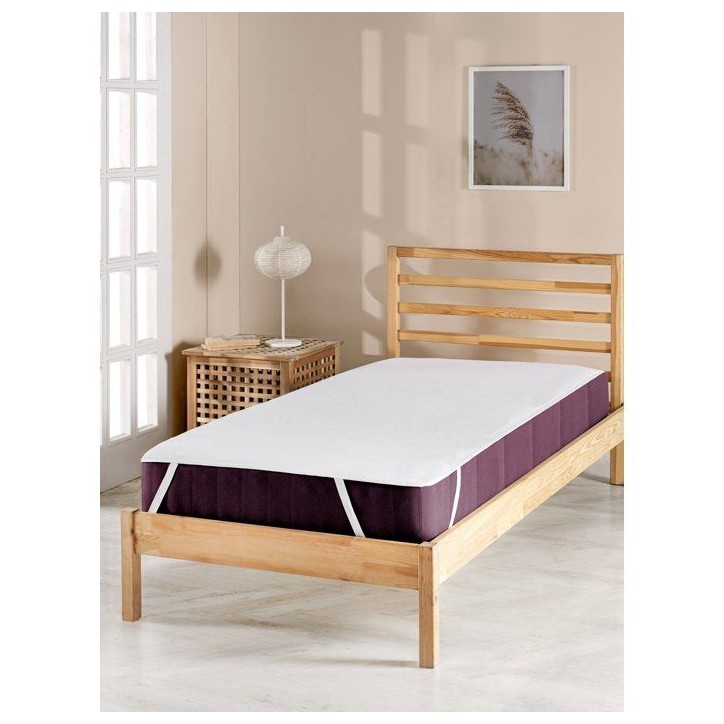 Protège-matelas - Mansion - Pour lit 1 personne - 90 x 200 cm - 100 % Coton - Blanc