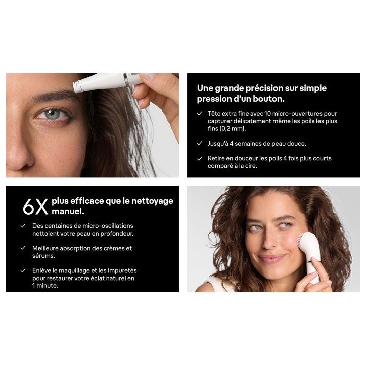 Épilateur visage 2-en-1 - BRAUN - Face SE810 - Wet & Dry - Brosse nettoyante - Précision Épilateur visage 2-en-1 - BRAUN - Face SE810 - Wet & Dry - Brosse nettoyante - Précision