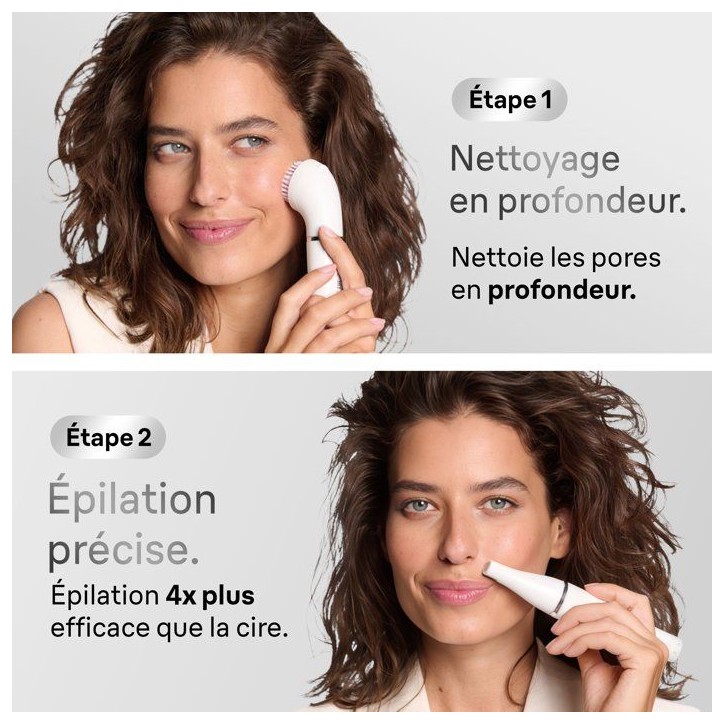 Épilateur visage 2-en-1 - BRAUN - Face SE810 - Wet & Dry - Brosse nettoyante - Précision Épilateur visage 2-en-1 - BRAUN - Face SE810 - Wet & Dry - Brosse nettoyante - Précision