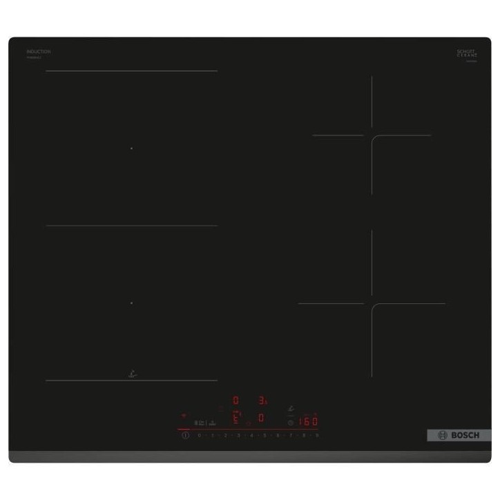 Table induction 60cm - BOSCH SER6 - PVS63KHC1E Noir - 4-foyers - Home Connect - L592xP522 mm Table induction 60cm - BOSCH SER6 - PVS63KHC1E Noir - 4-foyers - Home Connect - L592xP522 mm