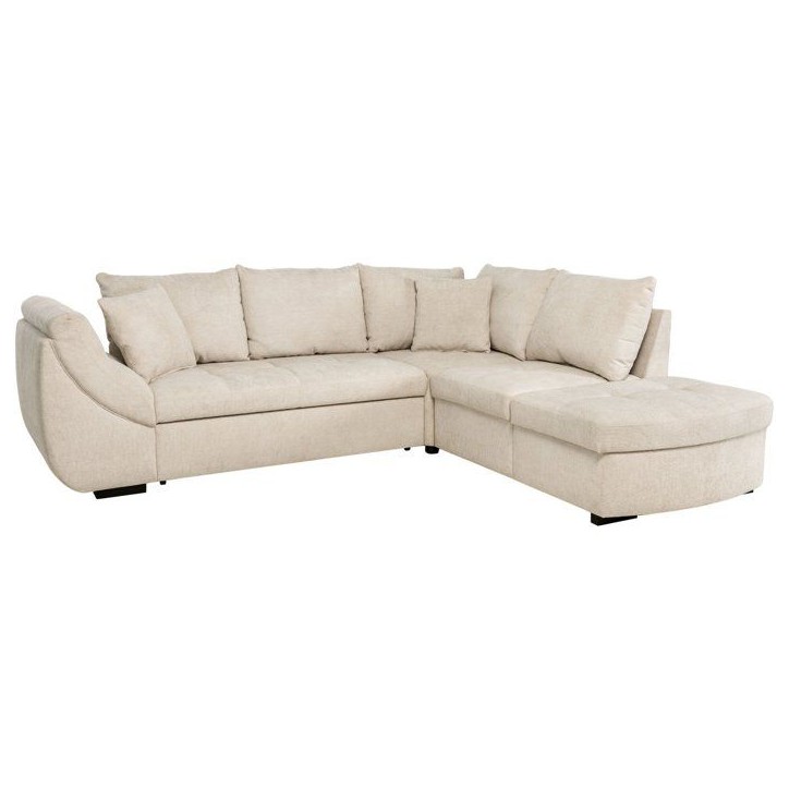 Canapé d'angle convertible réversible - 4 à 5 places - CALVIN - Tissu chenille Perle - Coffre - 257 x 214 x 88 cm Canapé d'angle convertible réversible - 4 à 5 places - CALVIN - Tissu chenille Perle - Coffre - 257 x 214 x 88 cm