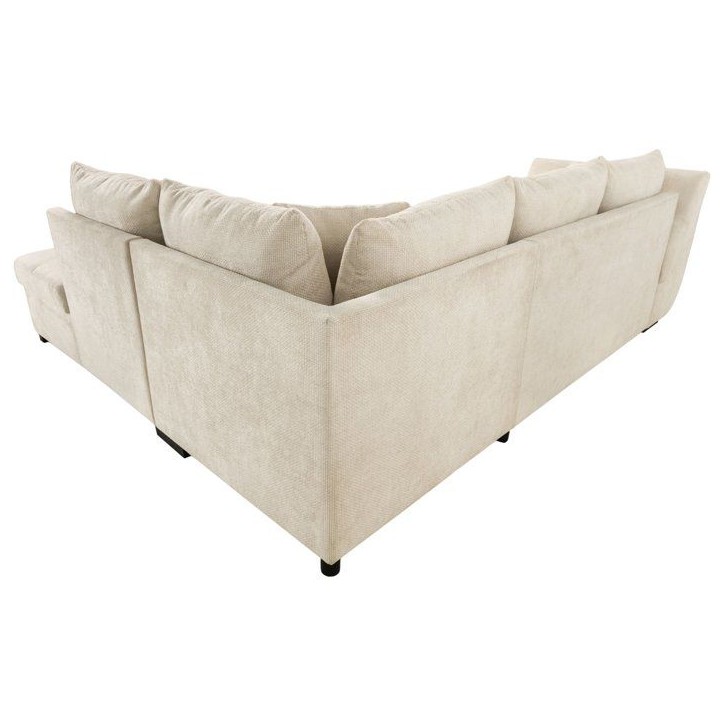 Canapé d'angle convertible réversible - 4 à 5 places - CALVIN - Tissu chenille Perle - Coffre - 257 x 214 x 88 cm Canapé d'angle convertible réversible - 4 à 5 places - CALVIN - Tissu chenille Perle - Coffre - 257 x 214 x 88 cm
