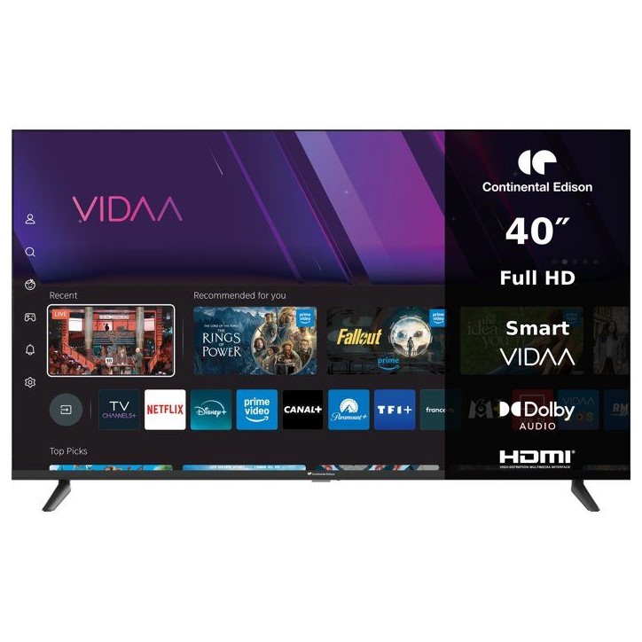 CONTINENTAL EDISON - CELED40SVFH26B7 - TV LED FHD 40“ (102 cm) - 3xHDMI, 2xUSB - noir CONTINENTAL EDISON - CELED40SVFH26B7 - TV LED FHD 40“ (102 cm) - 3xHDMI, 2xUSB - noir