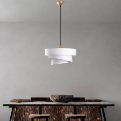 Suspension lustre D BY M.RED White - Abat-jour tissu - Métal - Ambian