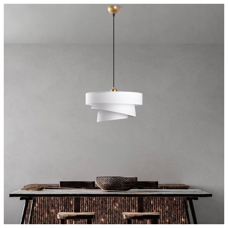 Suspension lustre D BY M.RED White - Abat-jour tissu - Métal - Ambiance douce