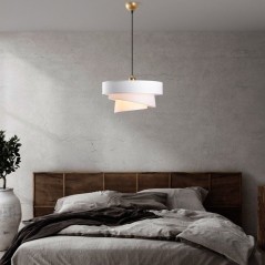 Suspension lustre D BY M.RED White - Abat-jour tissu - Métal - Ambian