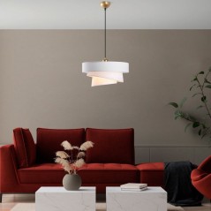 Suspension lustre D BY M.RED White - Abat-jour tissu - Métal - Ambian