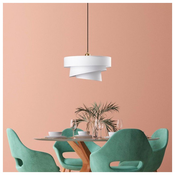 Suspension lustre D BY M.RED White - Abat-jour tissu - Métal - Ambiance douce