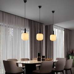 Suspension lustre D BY M.RED Black - Métal et verre - Moderne - Desig