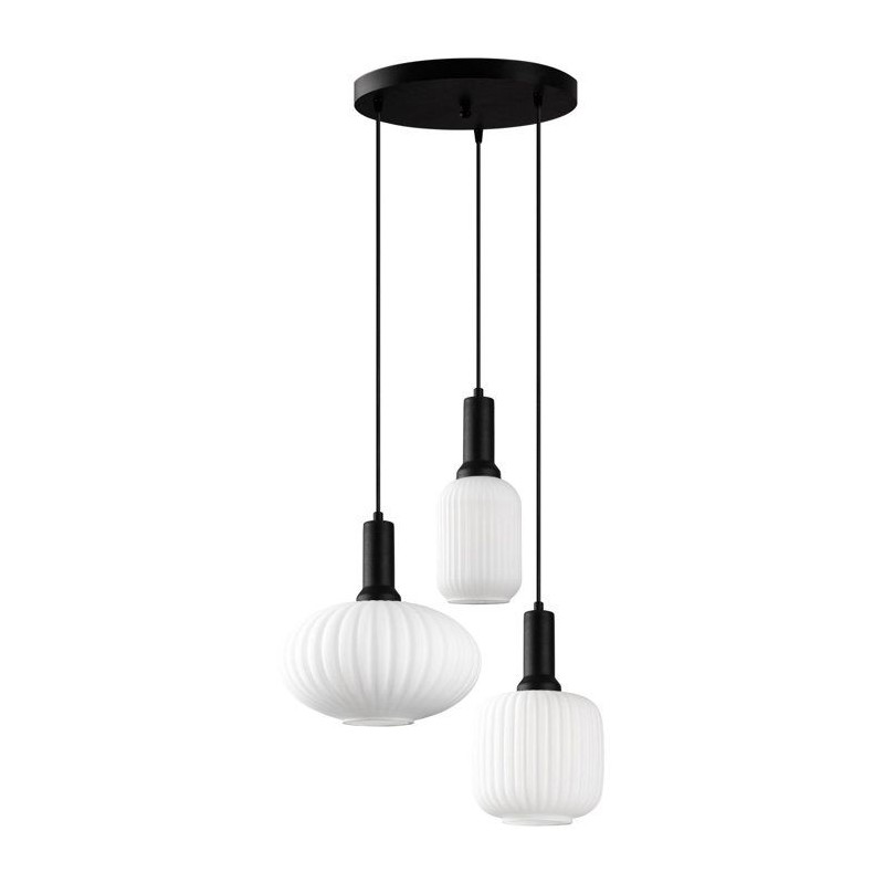 Suspension lustre D BY M.RED Black - Métal et verre - Elégant - Ambi