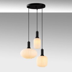 Suspension lustre D BY M.RED Black - Métal et verre - Elégant - Ambi