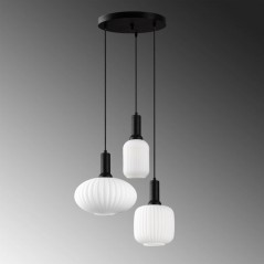 Suspension lustre D BY M.RED Black - Métal et verre - Elégant - Ambi