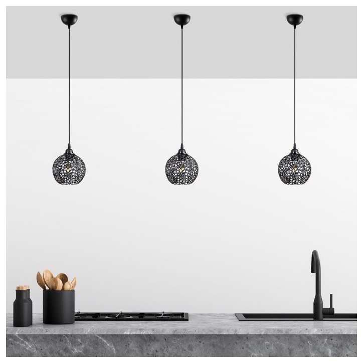 Suspension lustre D BY M.RED Black - Métal noir - Elégant - Style contemporain Suspension lustre D BY M.RED Black - Métal noir - Elégant - Style contemporain