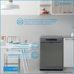 Lave-vaisselle pose libre INDESIT I0FD641AX - 14 couverts - Induction