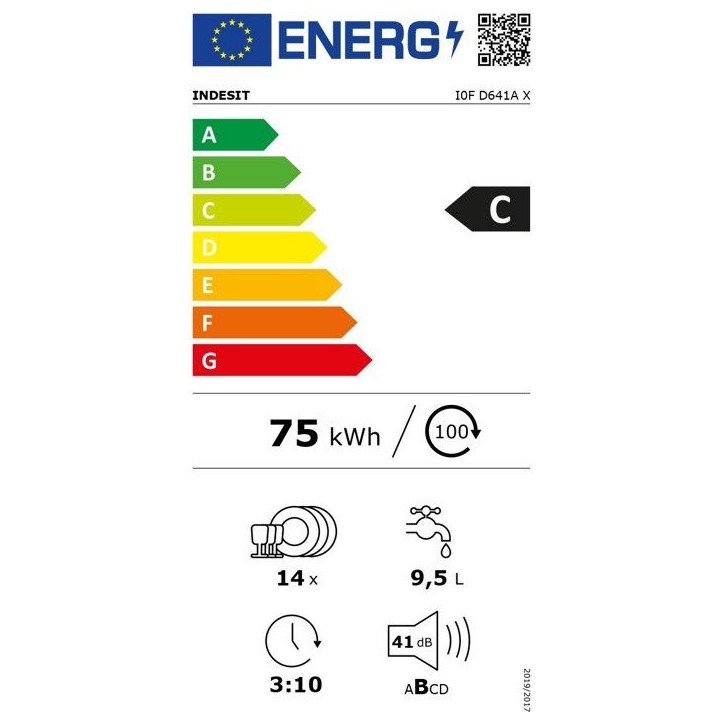Lave-vaisselle pose libre INDESIT I0FD641AX - 14 couverts - Induction - L60cm - 41 dB - tiroir à couverts - Autodoor - Silver