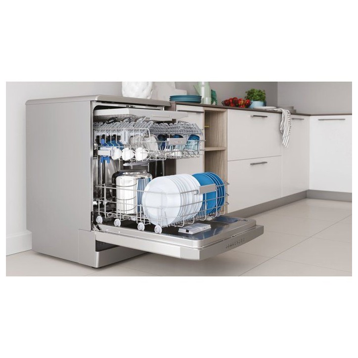 Lave-vaisselle pose libre INDESIT I0FD641AX - 14 couverts - Induction - L60cm - 41 dB - tiroir à couverts - Autodoor - Silver