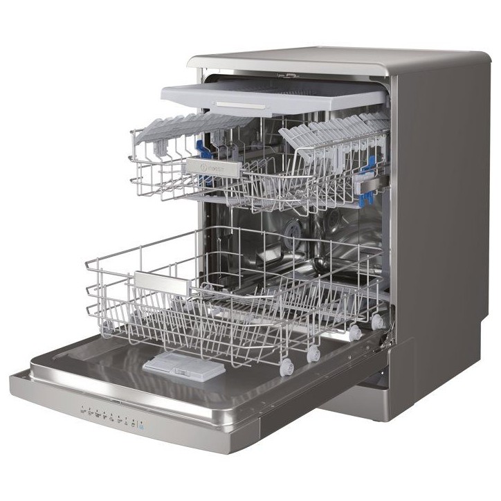 Lave-vaisselle pose libre INDESIT I0FD641AX - 14 couverts - Induction - L60cm - 41 dB - tiroir à couverts - Autodoor - Silver