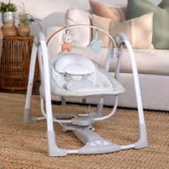 Ingenuity, Balancelle Portable Cozy Spot avec Arc d'Activités en Bois Amovible et Pivotant, pour les 0-9 Mois, Jusqu'à 9 kg