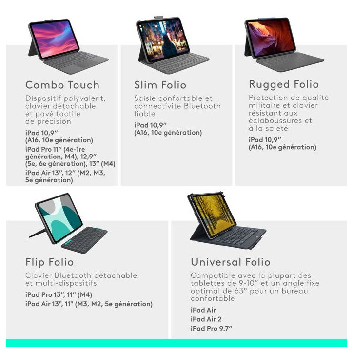 Etui clavier - Logitech - Universal Folio - AZERTY - Pour tablettes Apple, Android et Windows de 9 à 10 pouces - Noir Etui clavier - Logitech - Universal Folio - AZERTY - Pour tablettes Apple, Android et Windows de 9 à 10 pouces - Noir