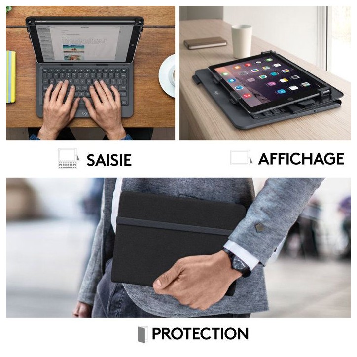 Etui clavier - Logitech - Universal Folio - AZERTY - Pour tablettes Apple, Android et Windows de 9 à 10 pouces - Noir Etui clavier - Logitech - Universal Folio - AZERTY - Pour tablettes Apple, Android et Windows de 9 à 10 pouces - Noir
