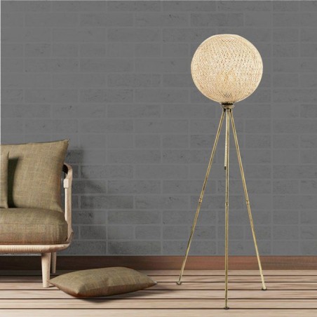 Lampadaire D BY M.RED Gold - Métal - Abat-jour jute - Style bohème