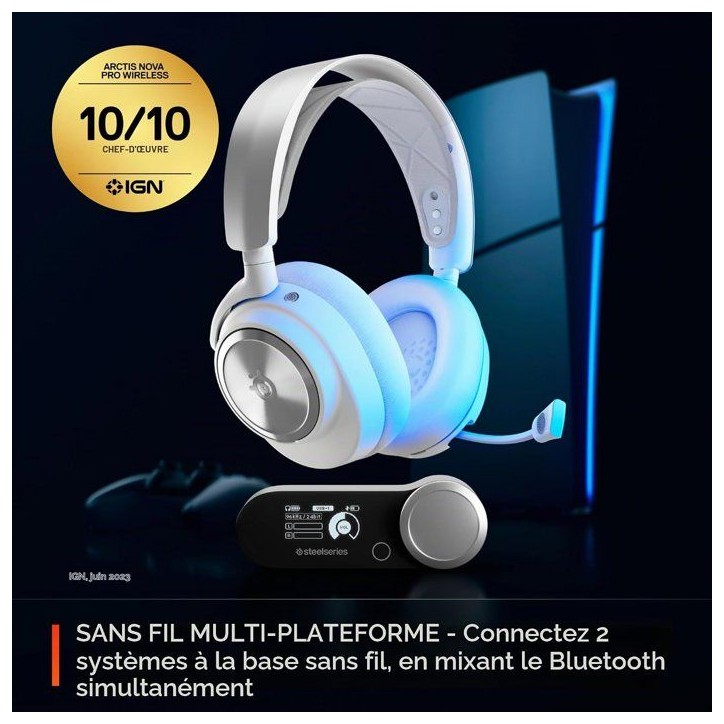 Casque audio gaming sans fil - STEELSERIES - Arctis Nova Pro P - Haute fidélité - Blanc