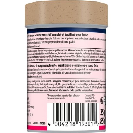 Tetra Betta Granulés - TETRA - Aliment complet pour poisson Combattant, Betta splendens - 85 ml