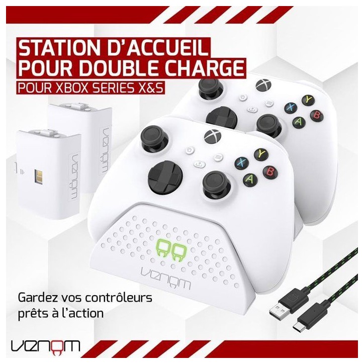 Station de charge double - VENOM - pour manettes Xbox - Xbox Series X|S & One - Blanc