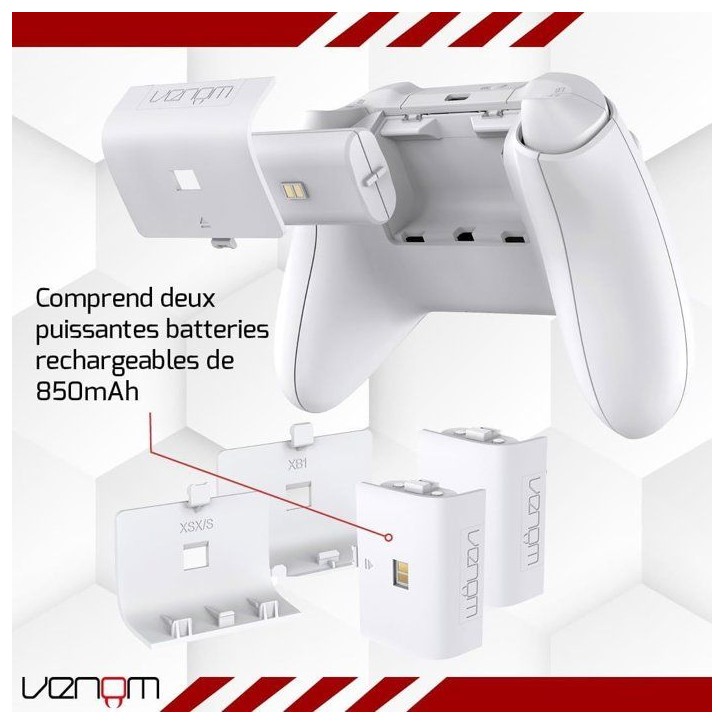 Station de charge double - VENOM - pour manettes Xbox - Xbox Series X|S & One - Blanc