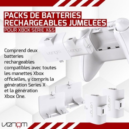 Double batterie rechargeables - VENOM - pour manette Xbox - Xbox Series X|S & One - Blanc